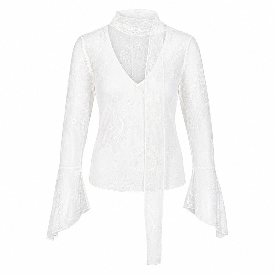 NMIDA L/S LACE SCARF TOP