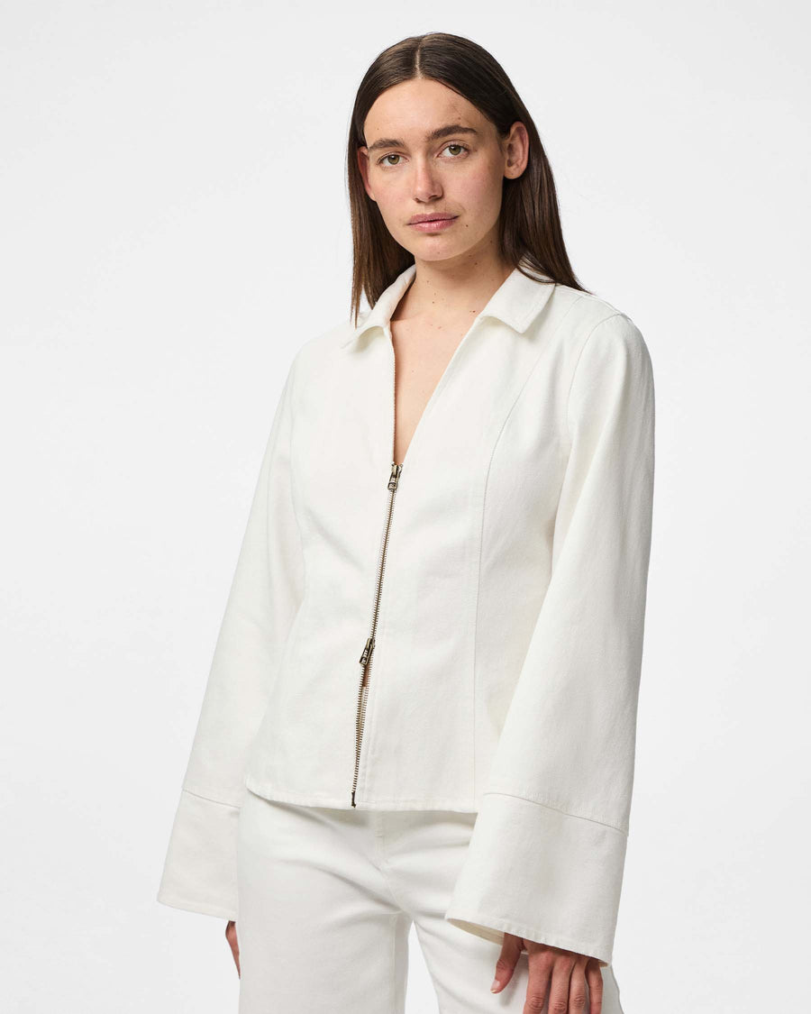 PCFLORA LS FITTED DENIM TOP