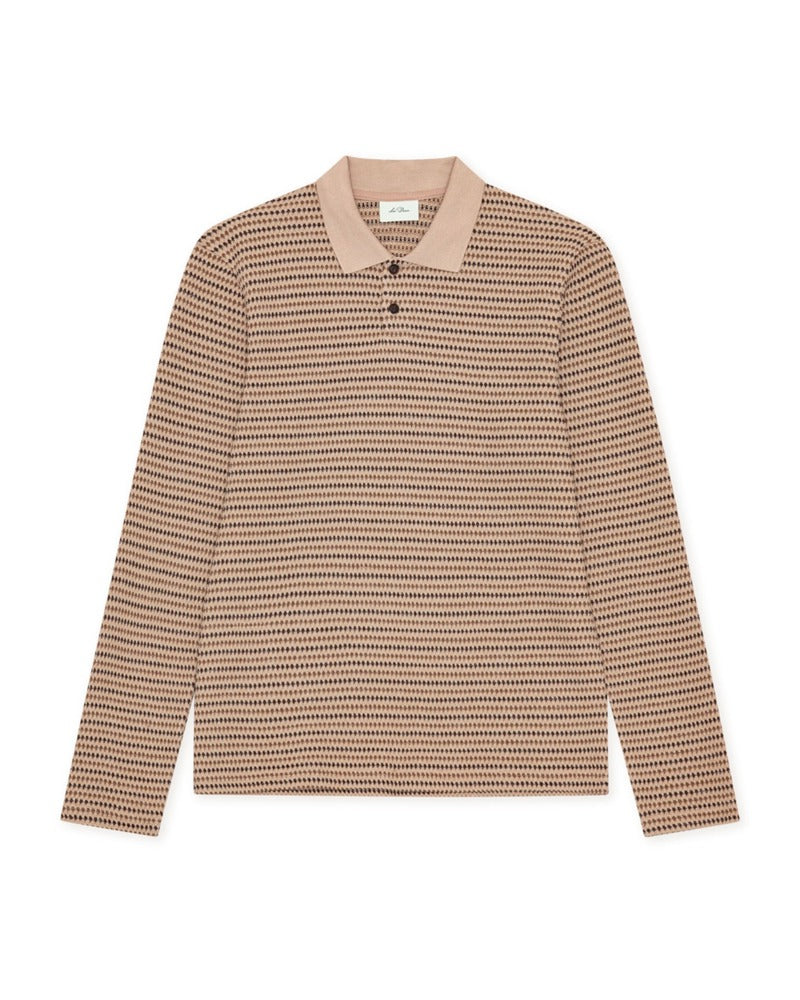 Knitted Stripe LS Polo