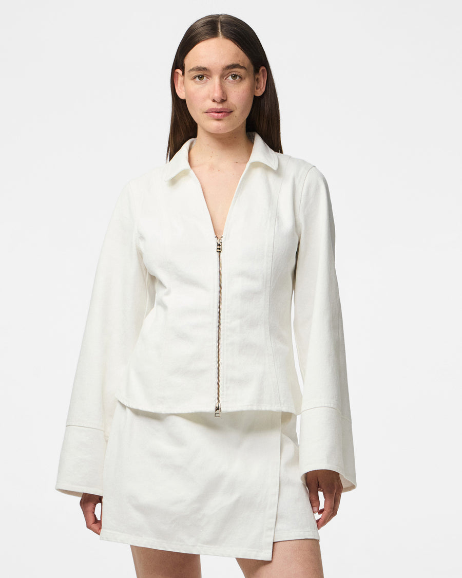 PCFLORA LS FITTED DENIM TOP