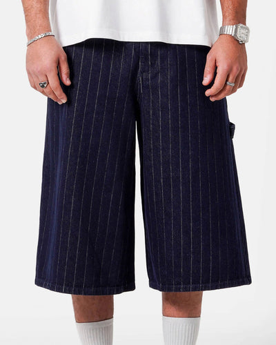 STRIPED DENIM BAGGY SHORTThumbnail
