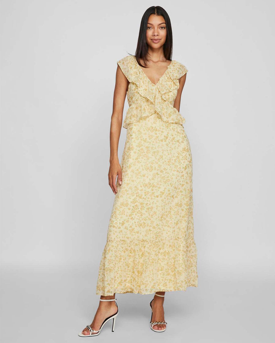 VIMONE S/L MAXI FLOUNCE DRESS