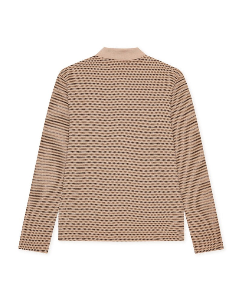 Knitted Stripe LS Polo