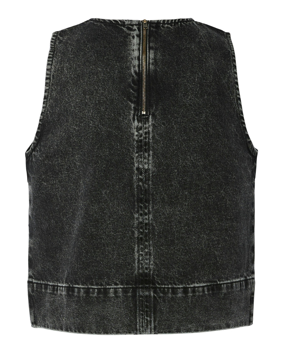 Pcnoel sl o-neck denim top