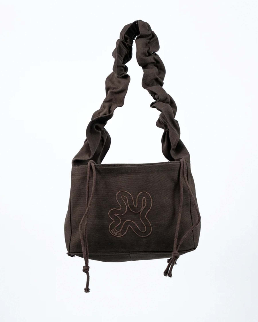 Brown ruffle mini shopper