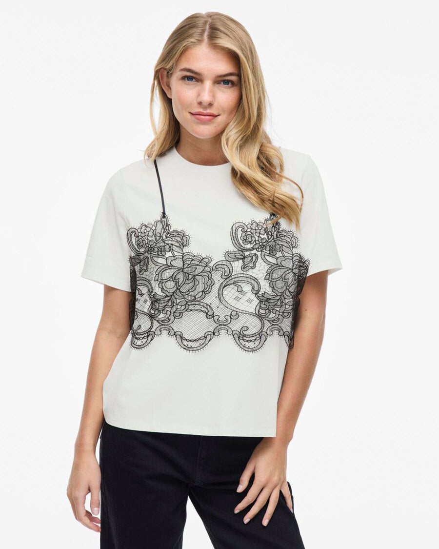VIRADA S/S LACE DETAIL T-SHIRT