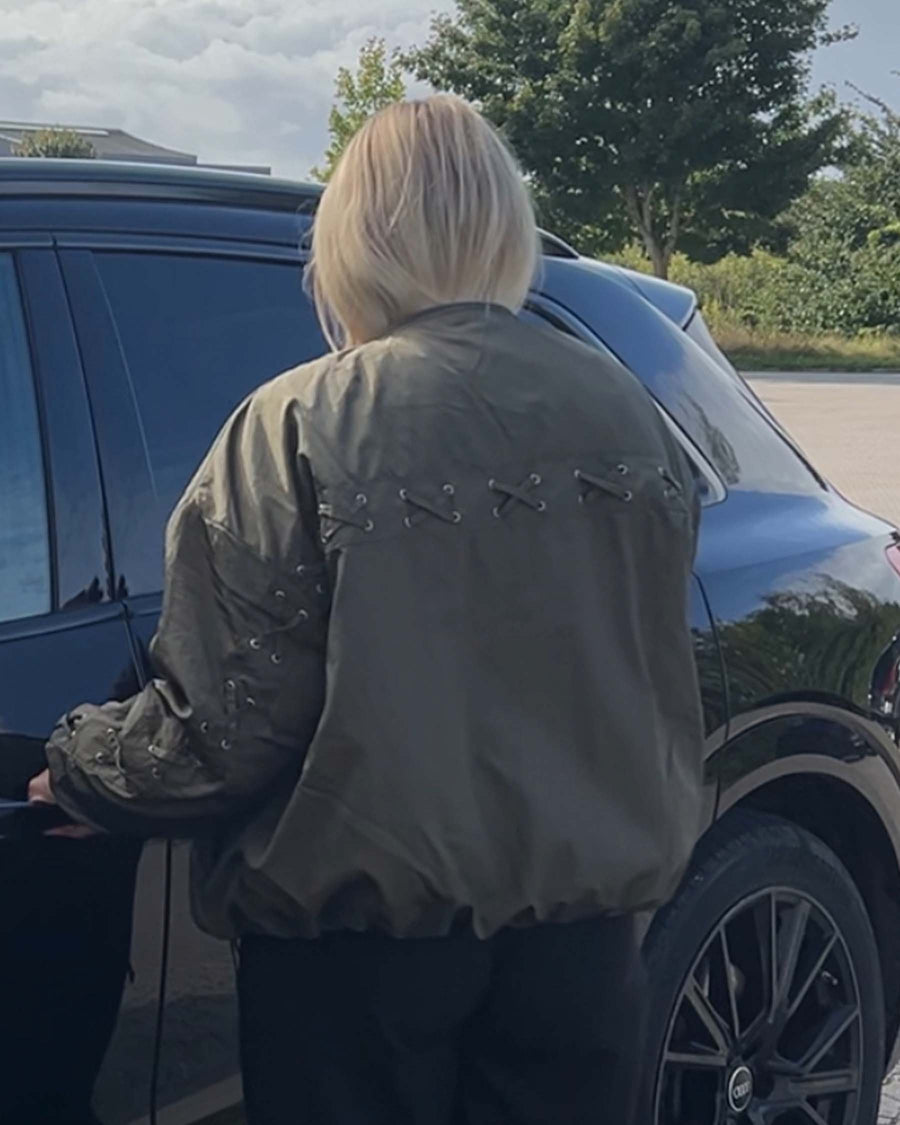 JXEMBER LACE UP BOMBER JACKET