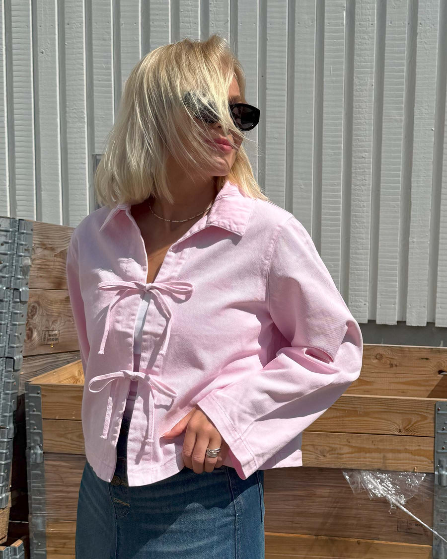 PCFLORA DENIM TIE BLOUSE