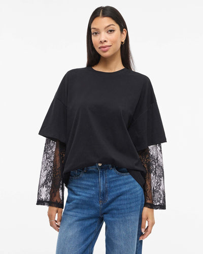 VIABIA LACE SLEEVE T-SHIRTThumbnail