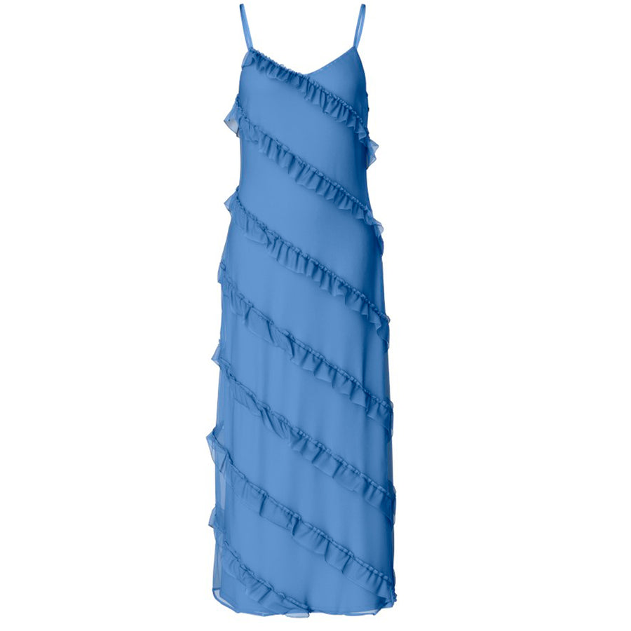 PCTWIRL FRILL MAXI STRAP DRESS