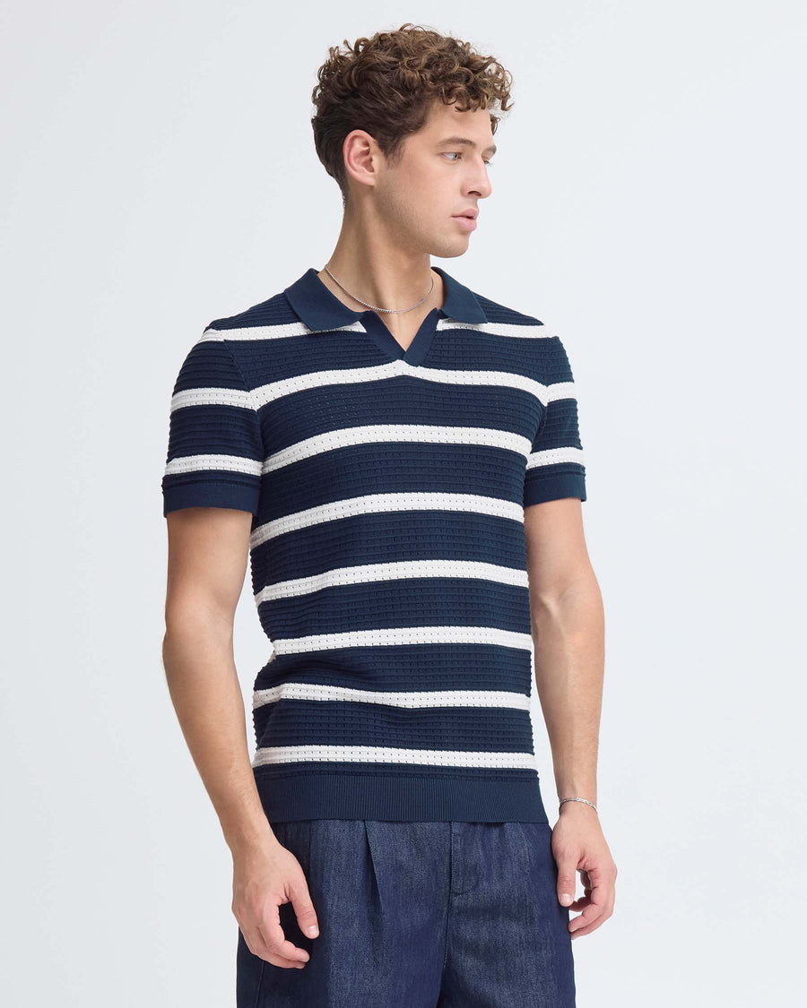CFDAHLIN SS STRIPED POLO KNIT