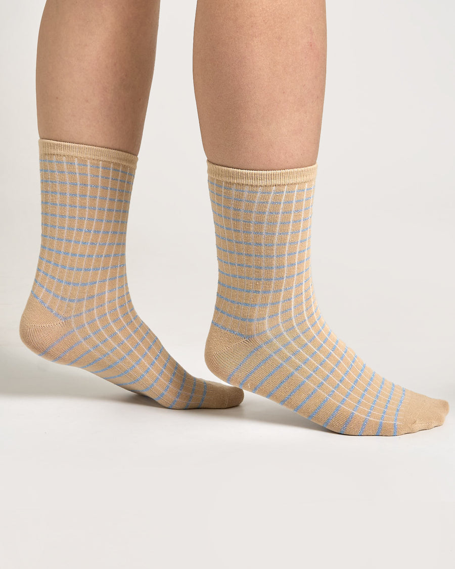 Purstripe glitter sock