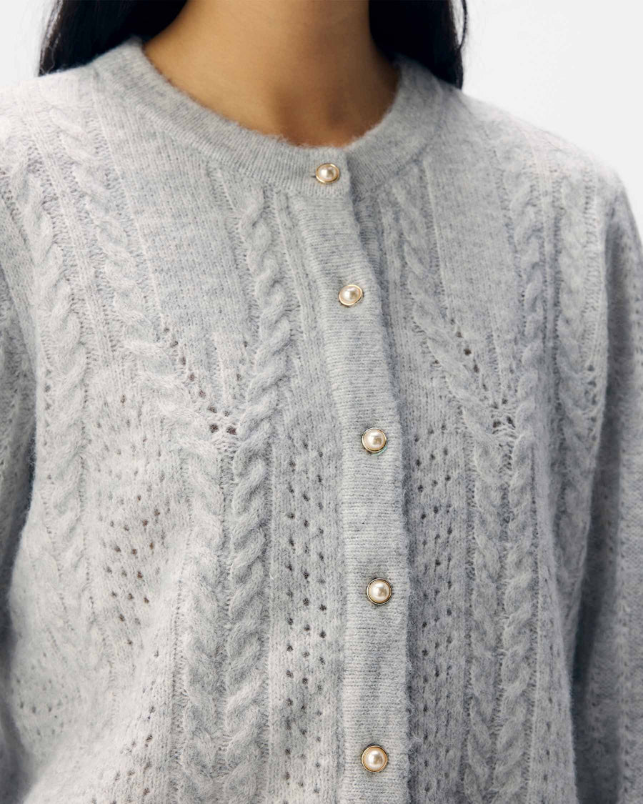 OBJFLORA KNIT BUTTON CARDIGAN