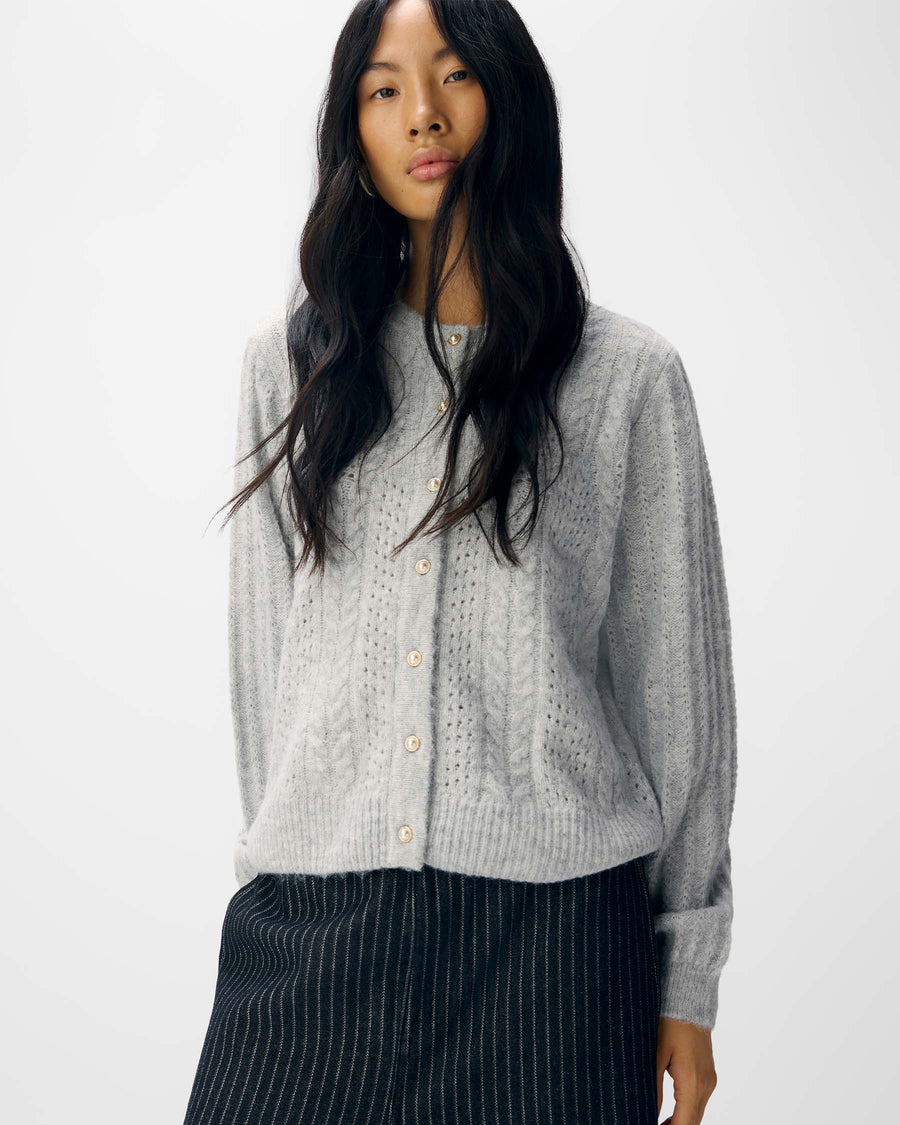 OBJFLORA KNIT BUTTON CARDIGAN