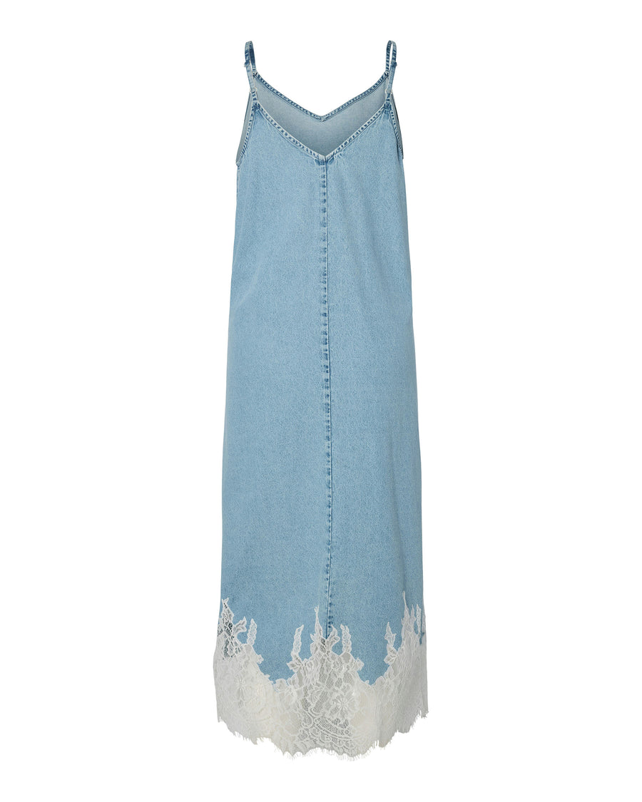 PCFENI LACE DENIM MIDI DRESS