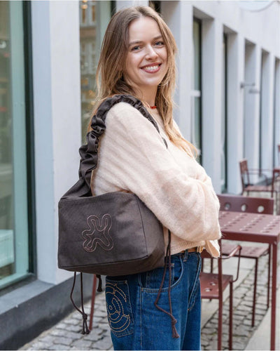 Brown ruffle mini shopperThumbnail