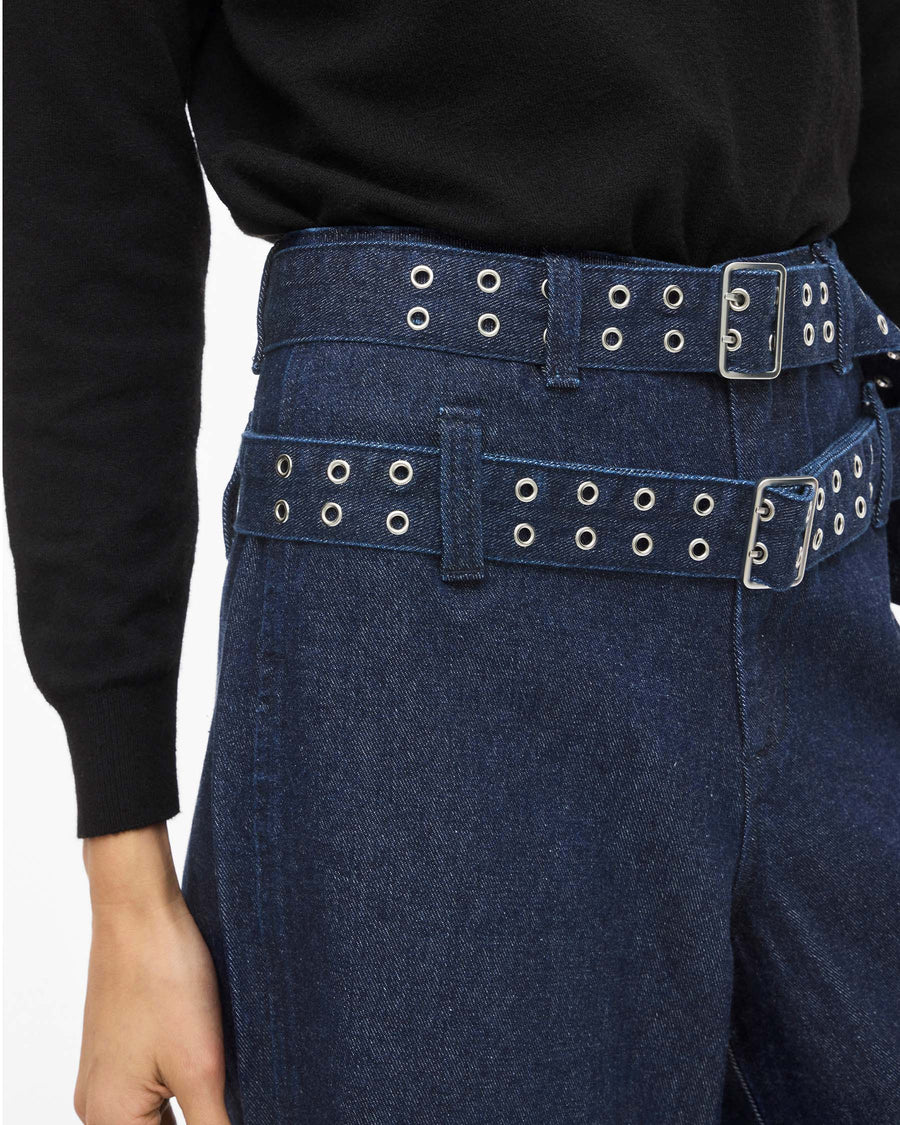 VIADONA BELTED DENIM SHORTS