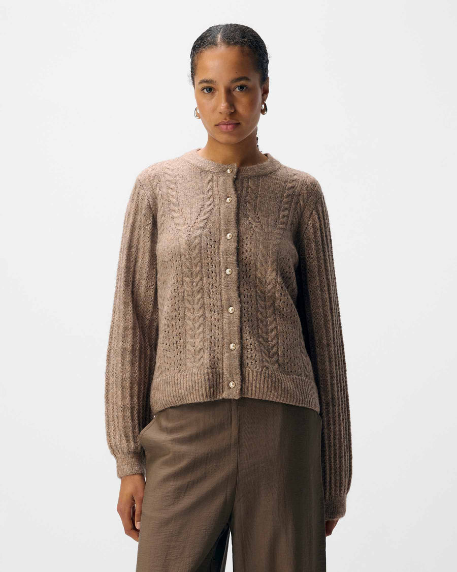 OBJFLORA KNIT BUTTON CARDIGAN