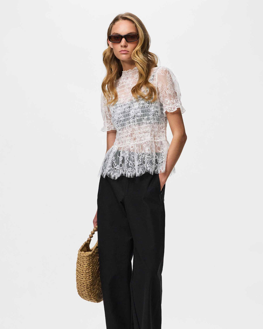 PCJILLY SS LACE TOP