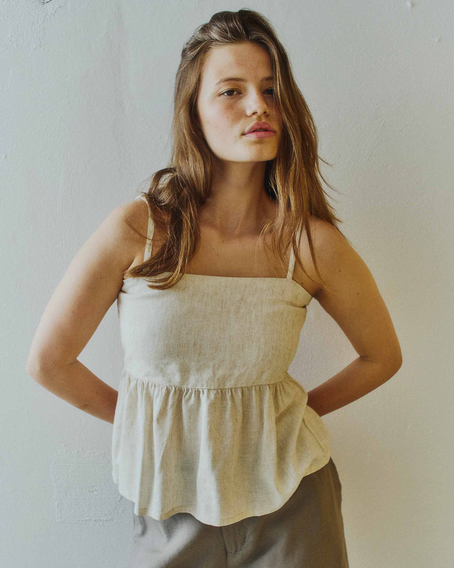 Purlelly linen top