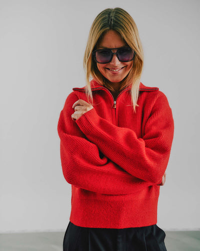 Anna Solid Zip BlouseThumbnail