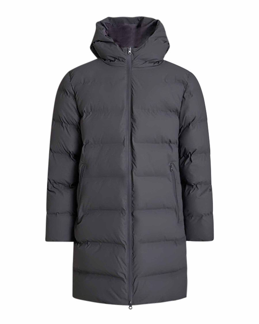 Coated long puffer jacket