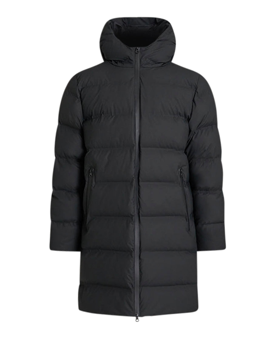 Coated long puffer jacket