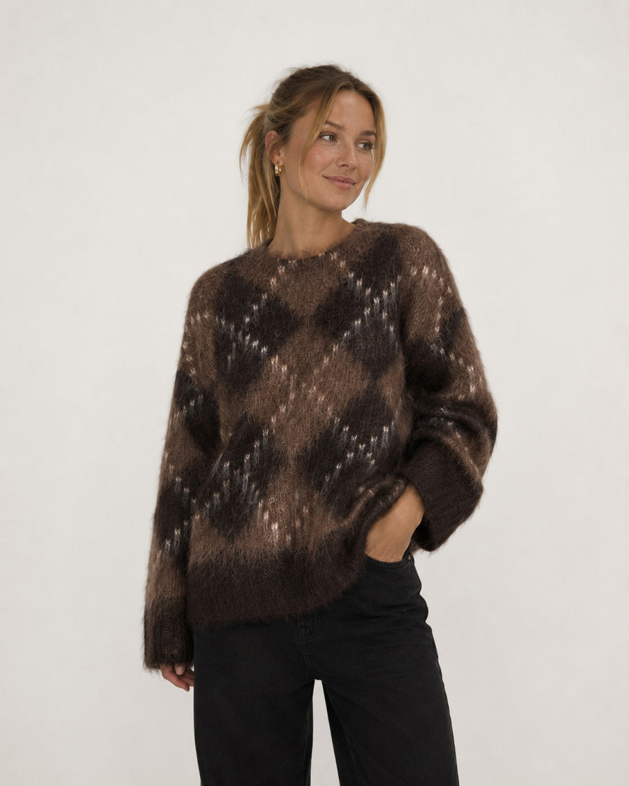 Tiviona check fluffy knit