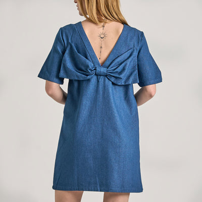 Pcdove ss o-neck bow dressThumbnail