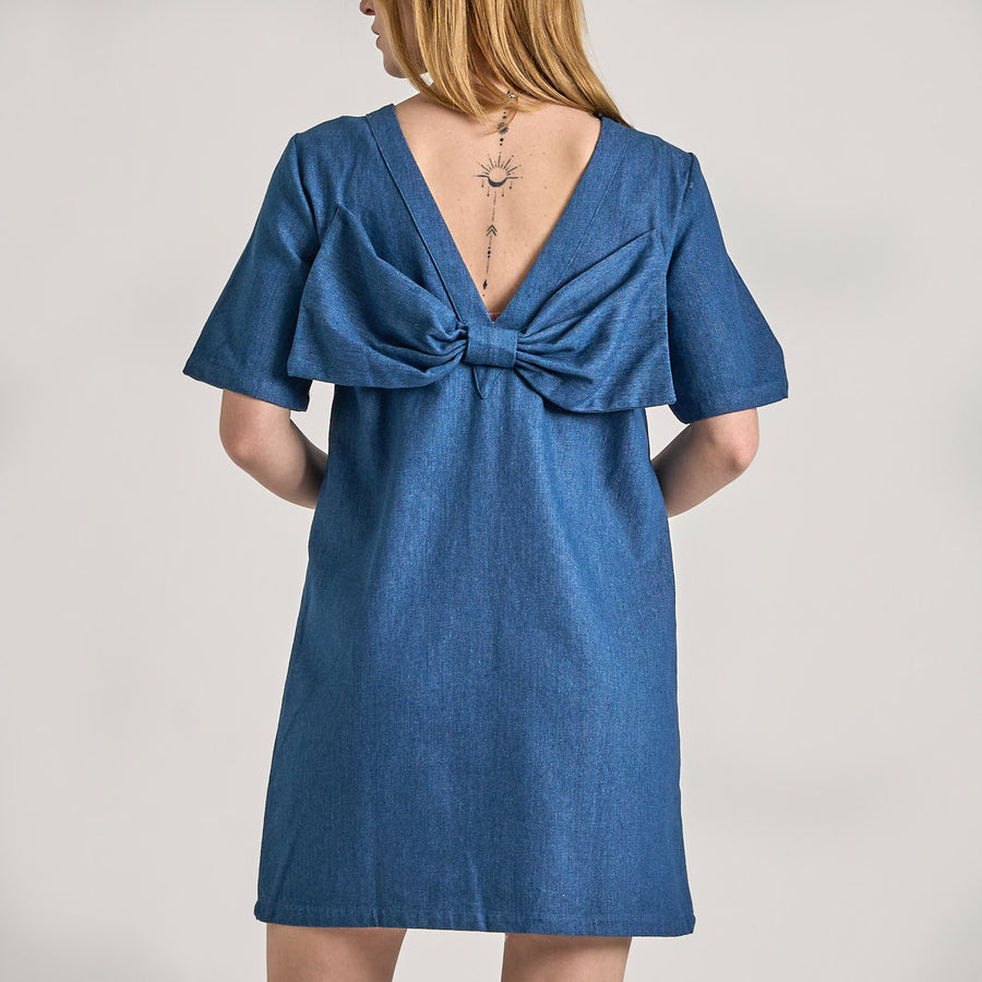 Pcdove ss o-neck bow dress