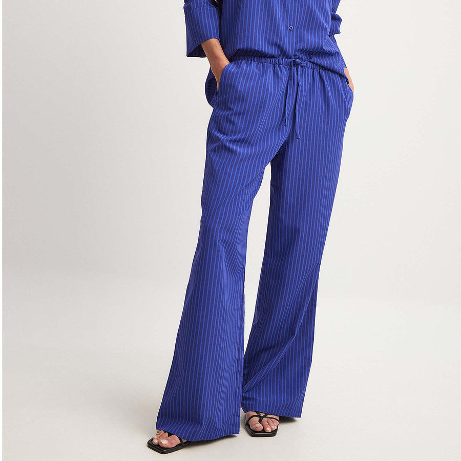 Striped mid waist trousers