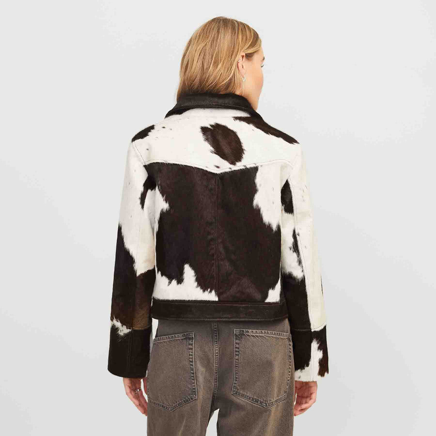 Jxenya cow leather short jacket