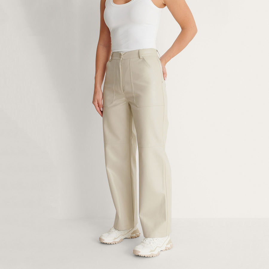 Straight leg pu pant