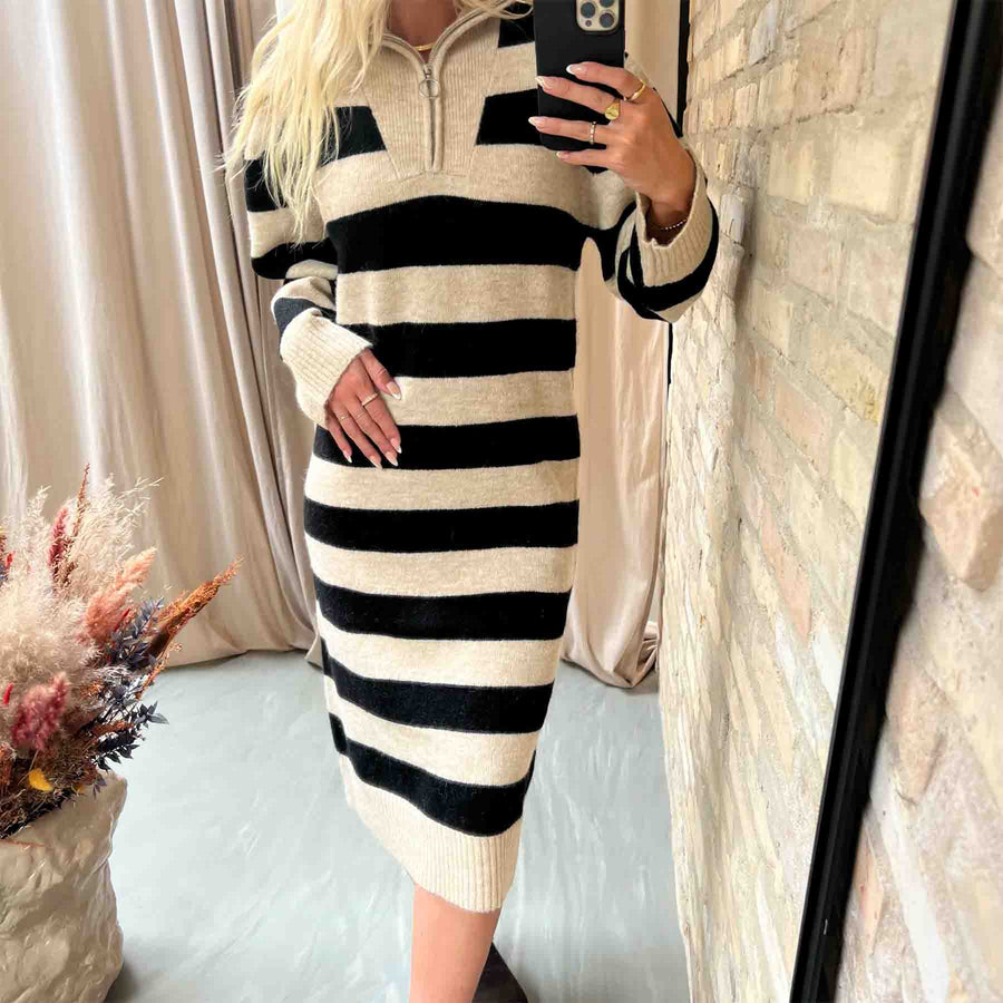 Objminna l/s zip knit dress