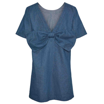 Pcdove ss o-neck bow dressThumbnail