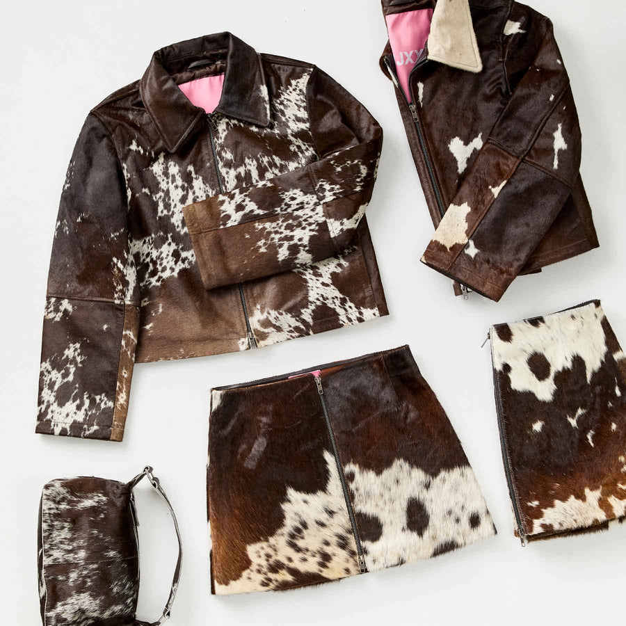 Jxenya cow leather short jacket