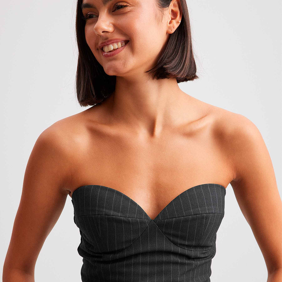 Pinstriped corset top