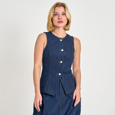 Pcfabia sl o-neck denim vestThumbnail