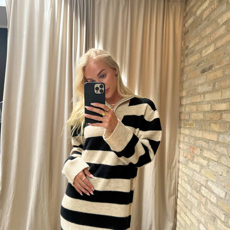 Objminna l/s zip knit dress