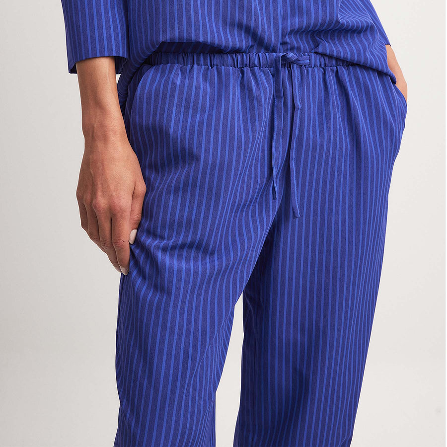 Striped mid waist trousers