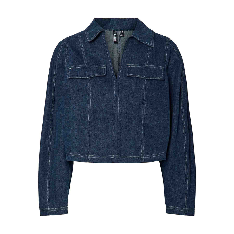 Pcfabia ls v-neck denim top