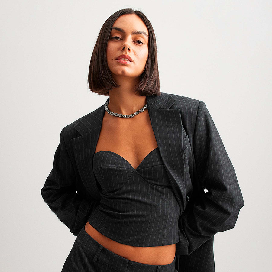 Pinstriped corset top