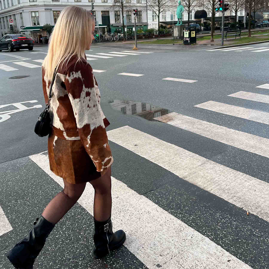 Jxenya cow leather short jacket