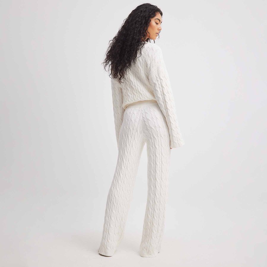 V-neck cable knit sweater