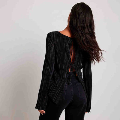 Back tie strap long sleeve topThumbnail