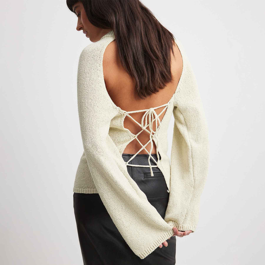 Open back knitted sweater