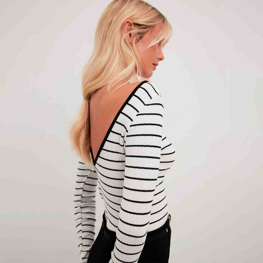 Deep back stripe top