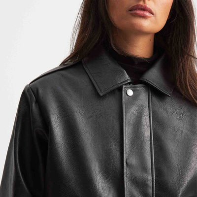 Oversized pu pocket jacketThumbnail