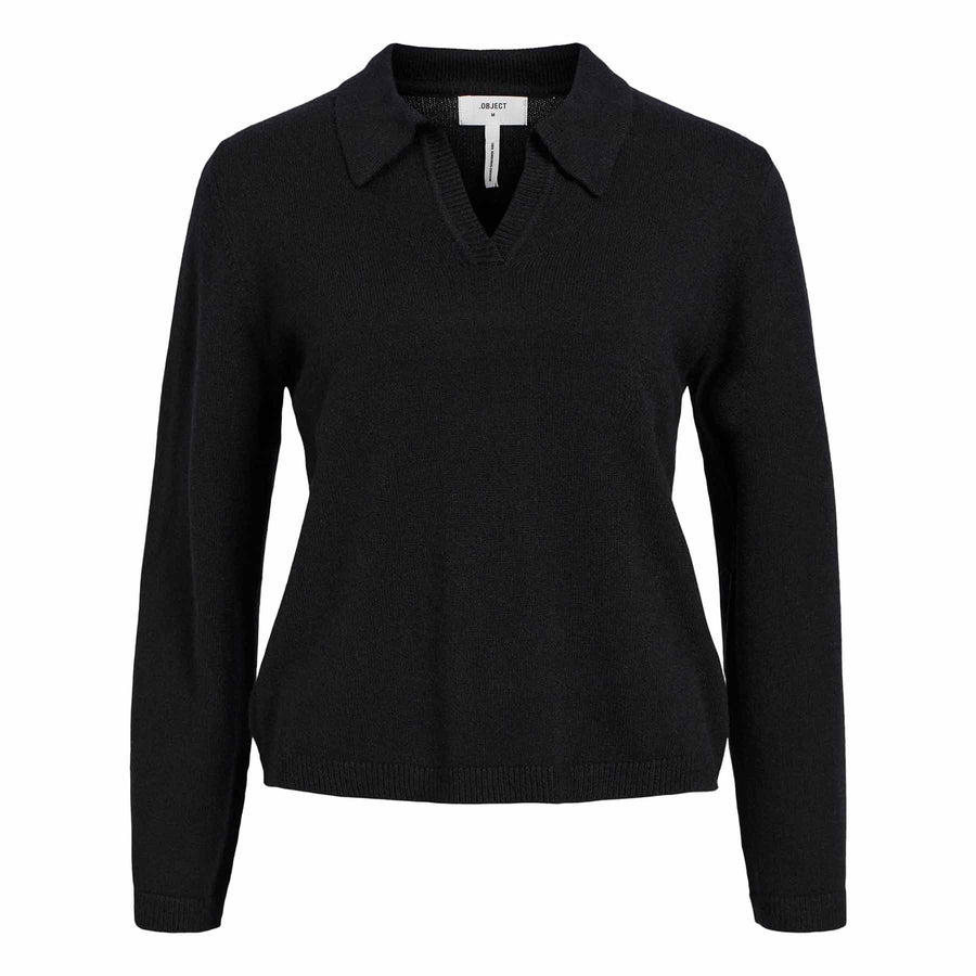 Objthess l/s v-neck knit polo