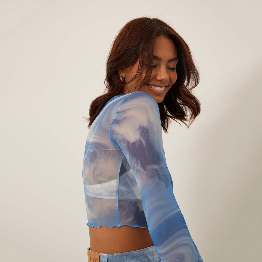 Mesh long sleeve top